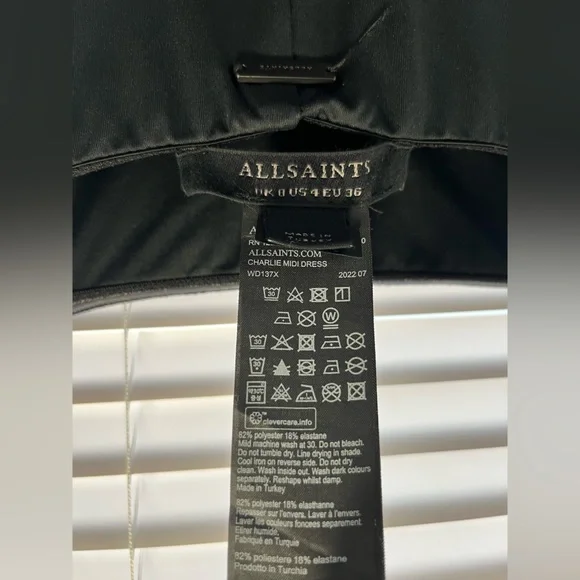 All Saints Charlie Black Midi Dress - Picture 8 of 11